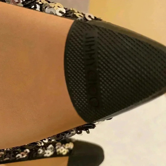 Jimmy Choo Sz 10 1/2 Ricky 100 black/silver Sequence Booties - Picture 8 of 9